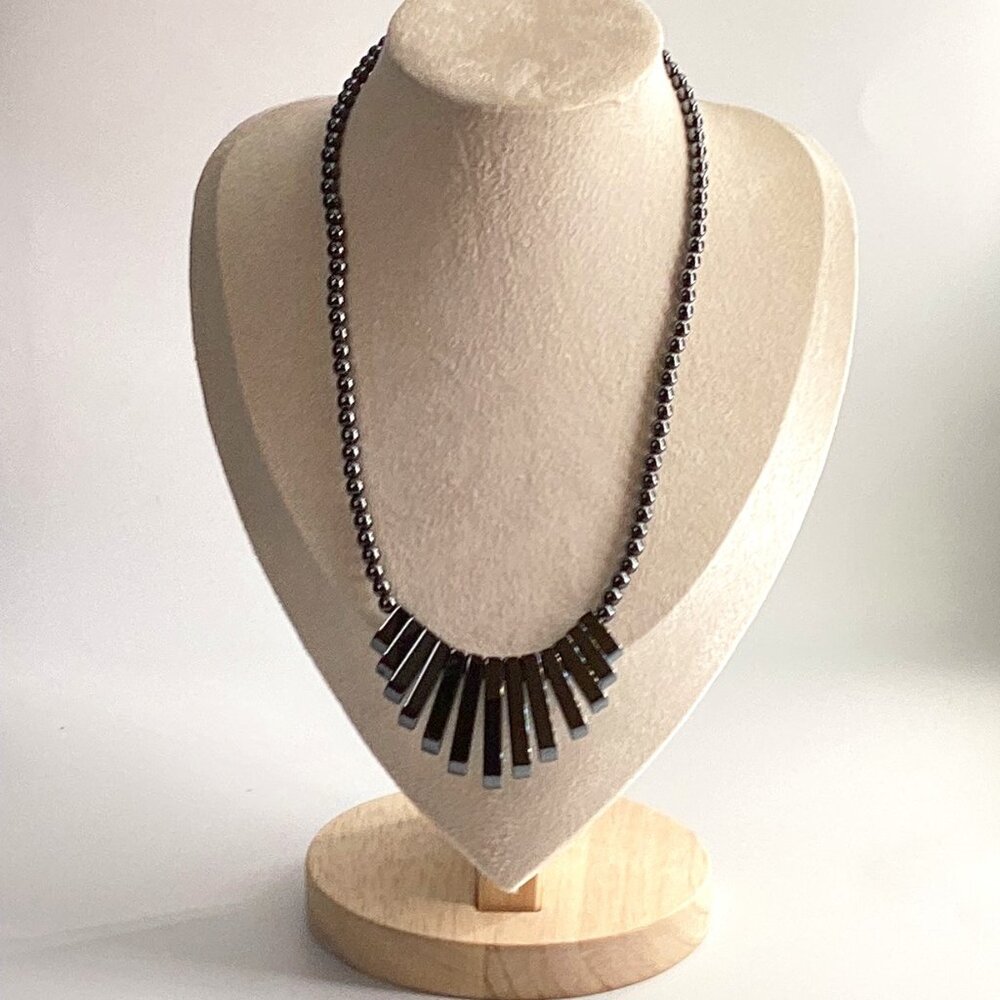 ✨ Mama Helen’s Handmade Dark Grey Hematite Necklace – One-of-a-Kind ✨
